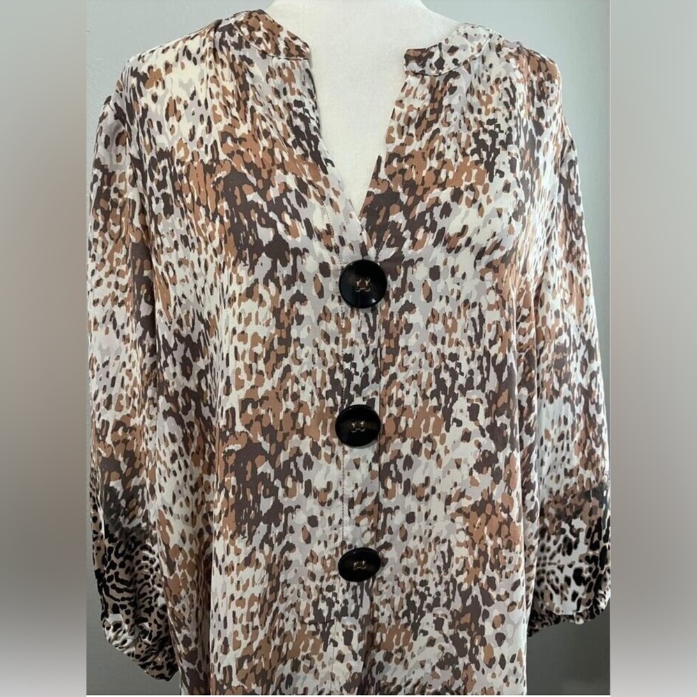 🚨NWOT Studio Woman JPR Tunic Blouse  Women 3X Animal Print 3/4 Sleeve - Picture 4 of 7
